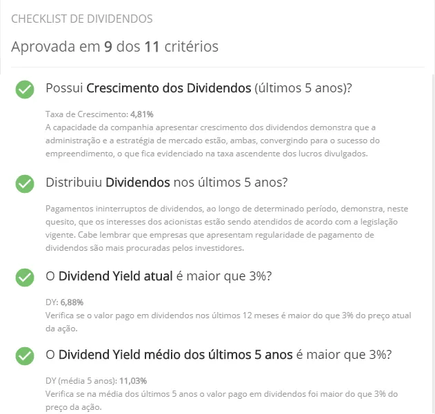 Checklist Dividendos Guainvest PRO