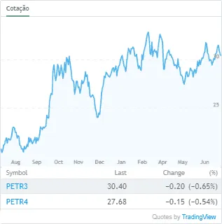 Gráfico da cotação da ação da Petrobras