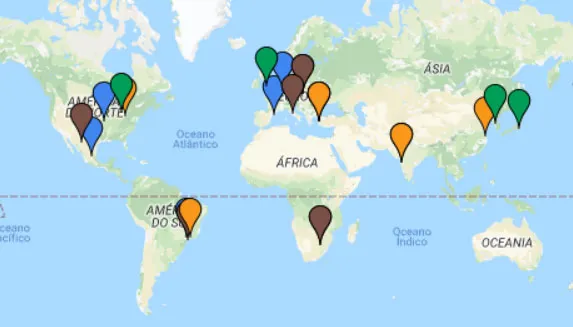 Mapa: Operações da Iochpe-Maxion no Mundo