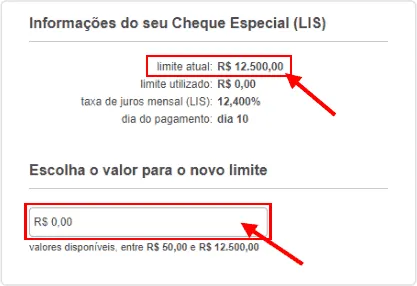 Alteração Limite Cheque Especial Itaú