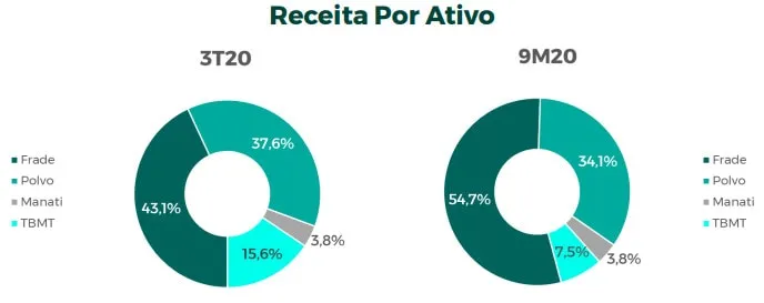 Gráfico da Receita por Ativo da PetroRio