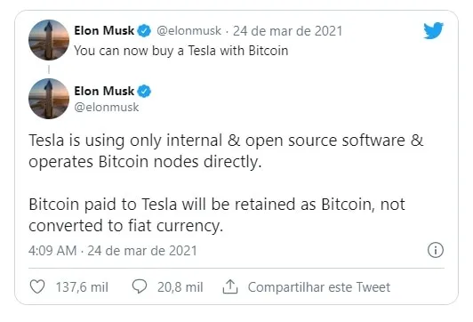 Tweet de Elon Musk
