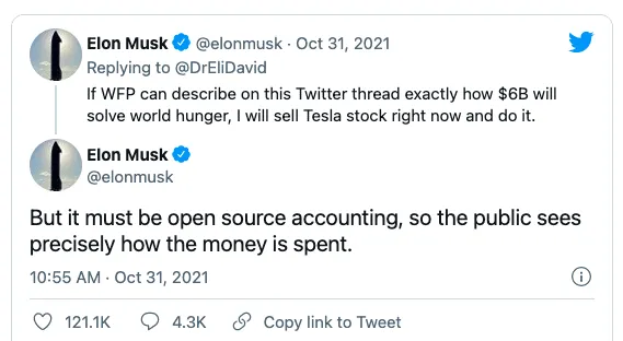 Tweet Elon Musk Fome ONU